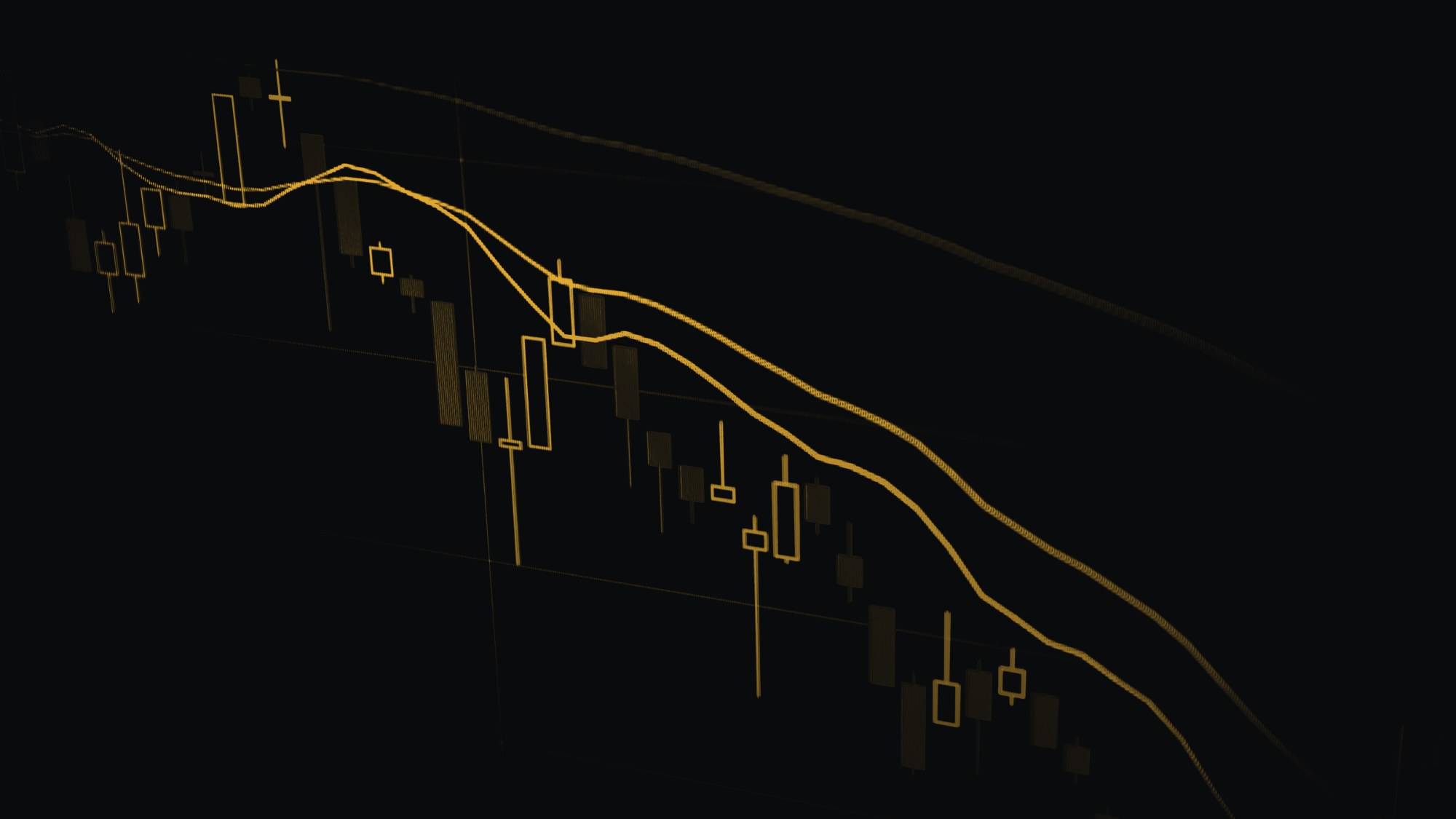 Grafico a candele giapponesi su uno schermo di trading